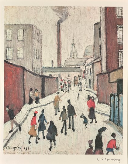 Street Scene by L.S. Lowry - Offset Lithograph in Colours on Wove paper